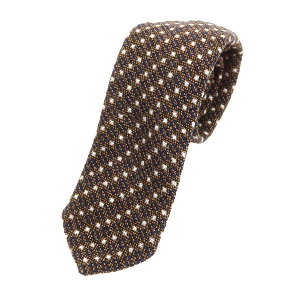 【新品】ニッキー nicky カシミヤ 総柄 ネクタイ ブラウンxネイビー【 状態ランクN 】【 メンズ 】