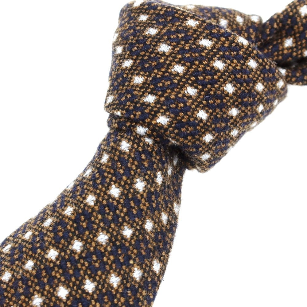 【新品】ニッキー nicky カシミヤ 総柄 ネクタイ ブラウンxネイビー【 状態ランクN 】【 メンズ 】