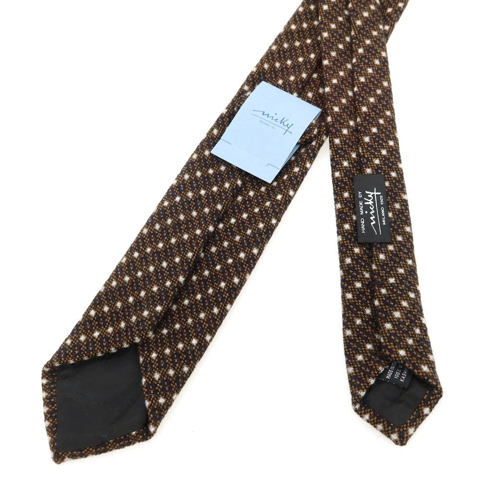 【新品】ニッキー nicky カシミヤ 総柄 ネクタイ ブラウンxネイビー【 状態ランクN 】【 メンズ 】