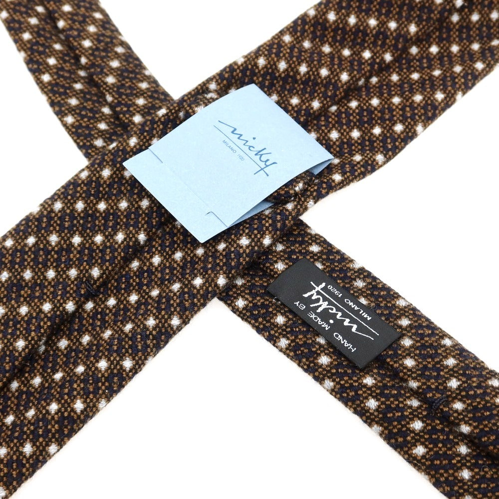 【新品】ニッキー nicky カシミヤ 総柄 ネクタイ ブラウンxネイビー【 状態ランクN 】【 メンズ 】