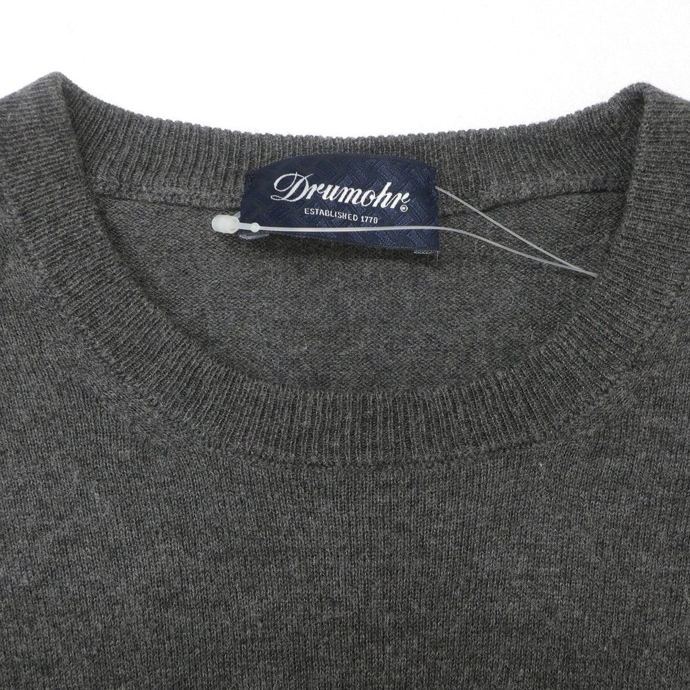 【中古】ドルモア DRUMOHR ハイゲージ コットンカシミヤ ボーダー クルーネック プルオーバーニット グレーxホワイト【 46 】【 状態ランクB 】【 メンズ 】