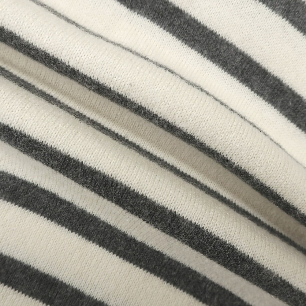 【中古】ドルモア DRUMOHR ハイゲージ コットンカシミヤ ボーダー クルーネック プルオーバーニット グレーxホワイト【 46 】【 状態ランクB 】【 メンズ 】