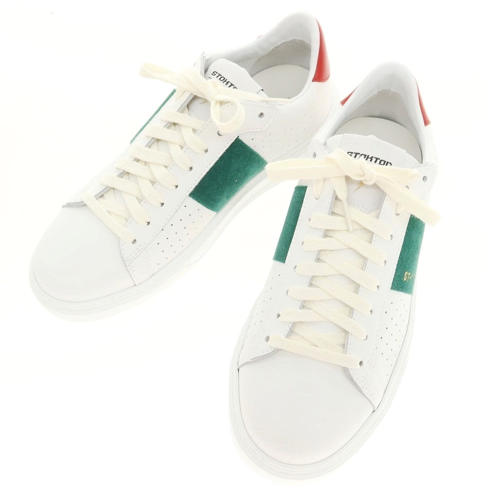 【新品】ストックトン STOKTON レザー スニーカー ホワイトxグリーン×レッド【 40 】【 状態ランクN 】【 メンズ 】