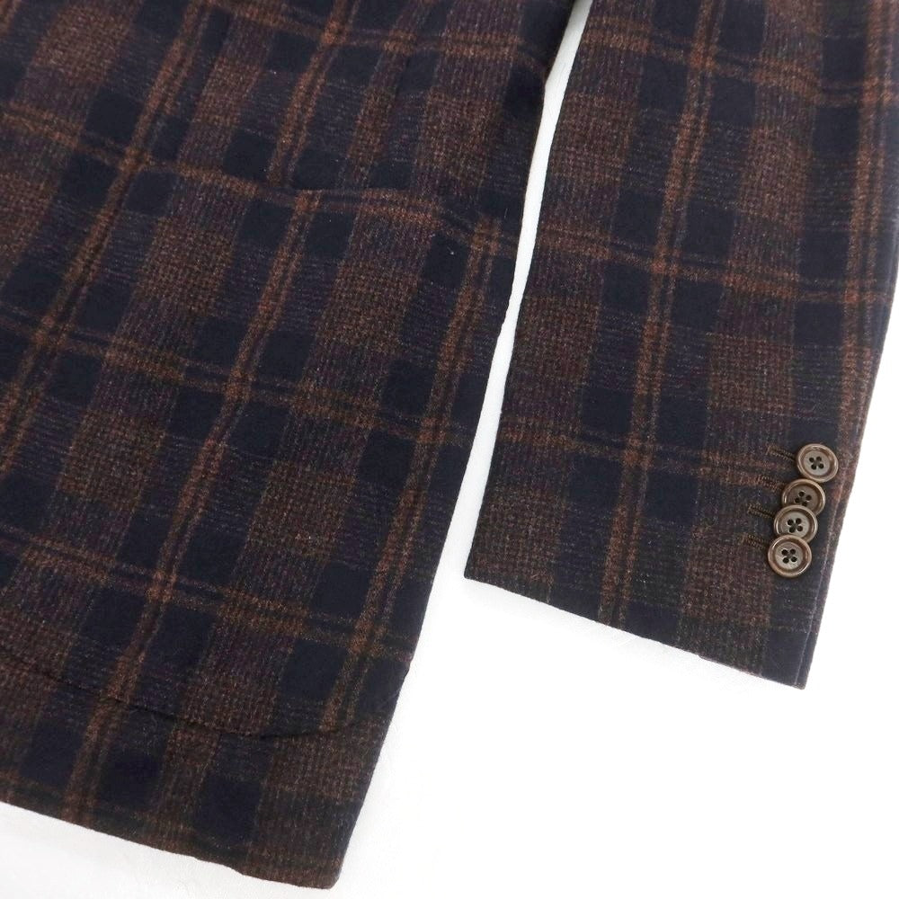 【中古】デペトリロ DE PETRILLO ウール チェック テーラードジャケット ダークネイビーxブラウン【 44 】【 状態ランクB 】【 メンズ 】