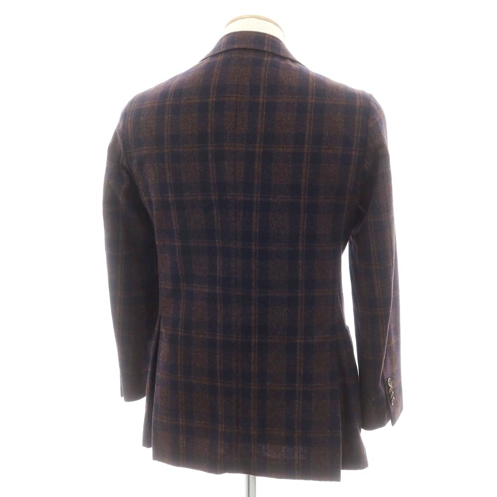 【中古】デペトリロ DE PETRILLO ウール チェック テーラードジャケット ダークネイビーxブラウン【 44 】【 状態ランクB 】【 メンズ 】