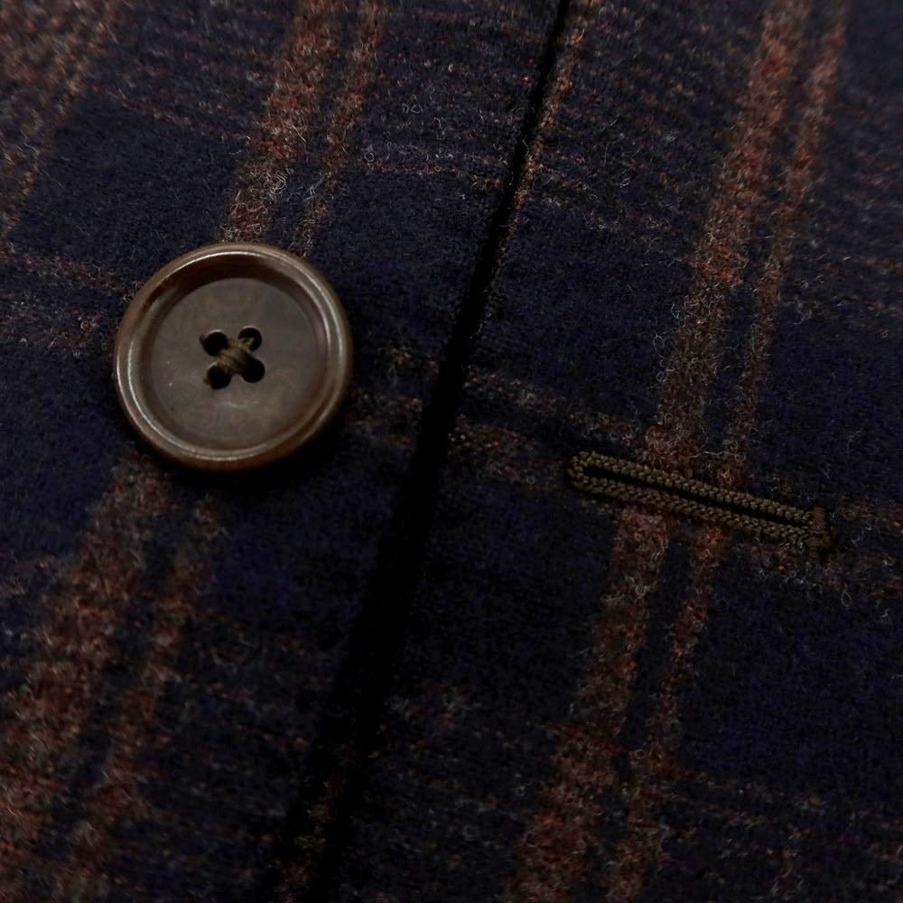 【中古】デペトリロ DE PETRILLO ウール チェック テーラードジャケット ダークネイビーxブラウン【 44 】【 状態ランクB 】【 メンズ 】