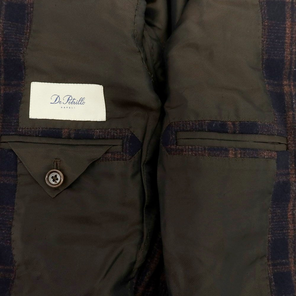 【中古】デペトリロ DE PETRILLO ウール チェック テーラードジャケット ダークネイビーxブラウン【 44 】【 状態ランクB 】【 メンズ 】