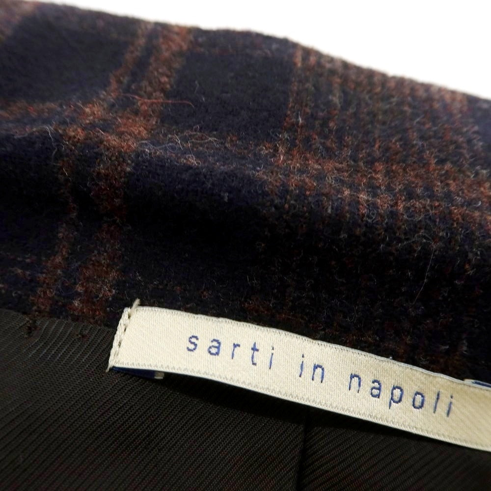 【中古】デペトリロ DE PETRILLO ウール チェック テーラードジャケット ダークネイビーxブラウン【 44 】【 状態ランクB 】【 メンズ 】