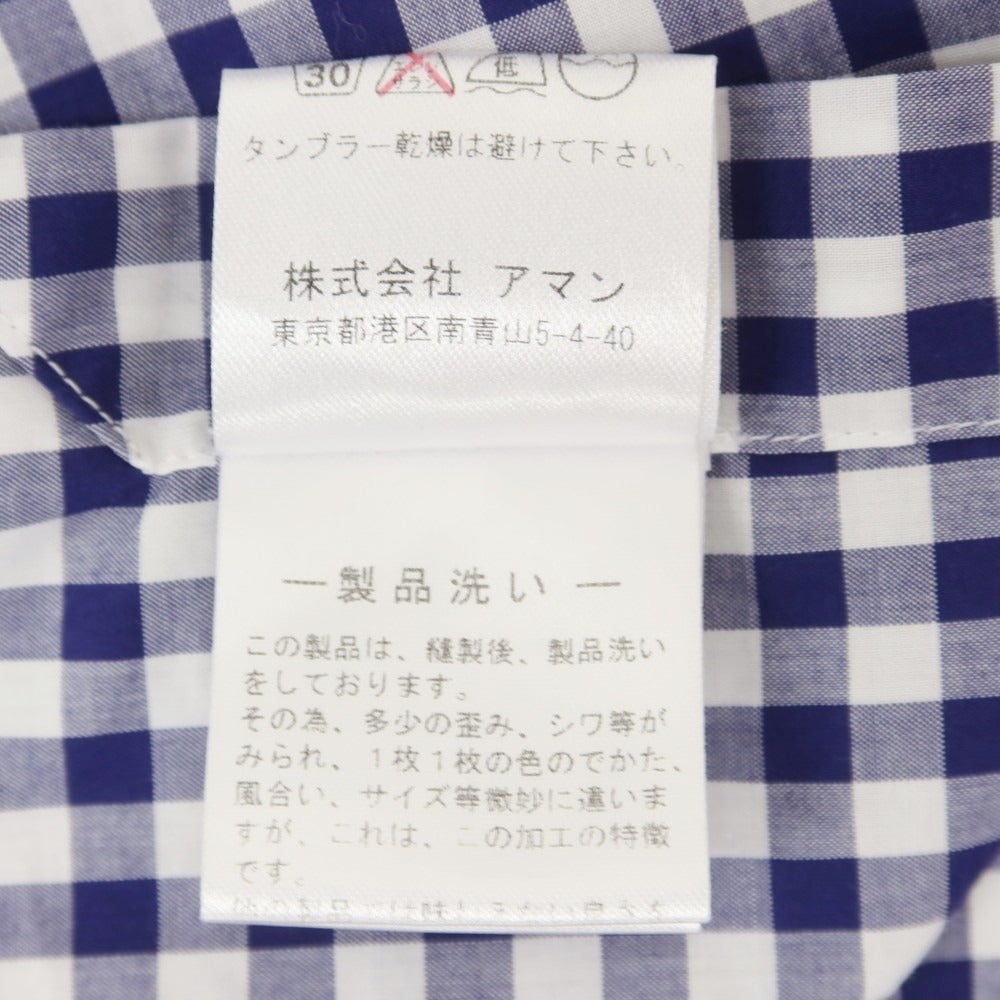 【中古】フィナモレ Finamore コットン チェック ホリゾンタルカラーシャツ ホワイトxネイビー【 S 】【 状態ランクC 】【 メンズ 】