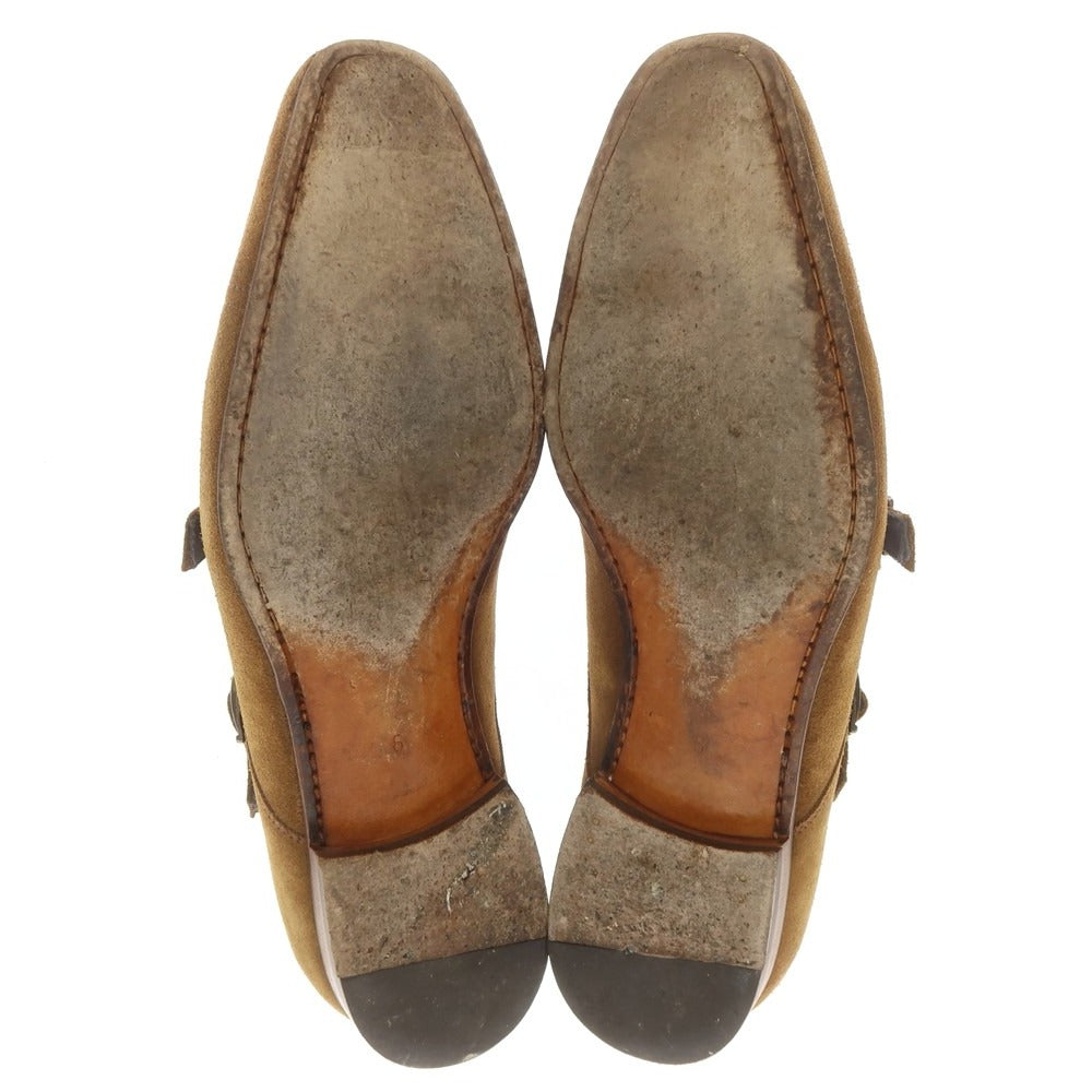 【中古】ザンピエレ ZAMPIERE スエード ダブルモンク ドレスシューズ イエローオーカー【 8 】【 状態ランクC 】【 メンズ 】