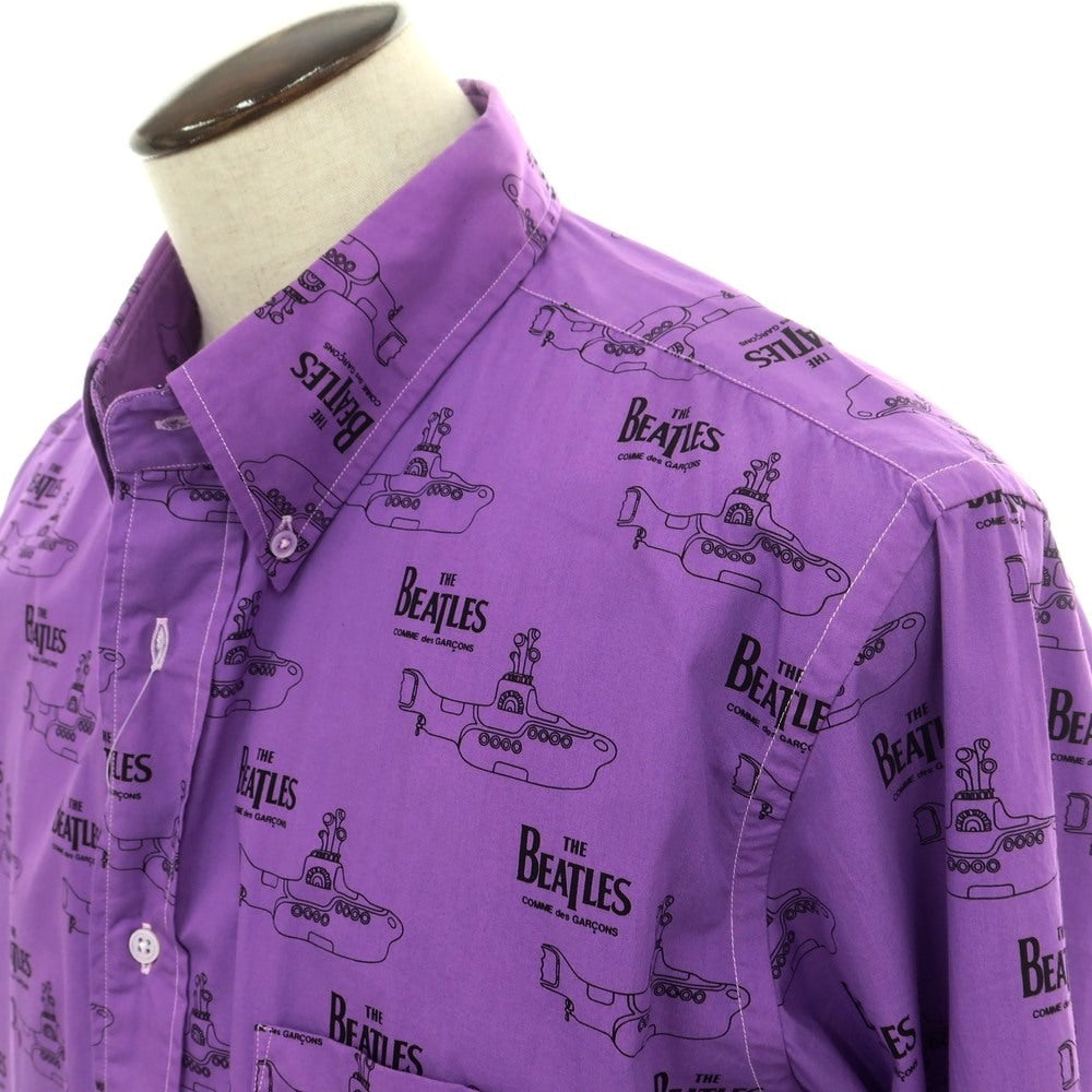 【中古】コムデギャルソン COMME des GARCONS THE BEATLES コットン ボタンダウン カジュアルシャツ パープルxブラック【 XXL 】【 状態ランクB 】【 メンズ 】