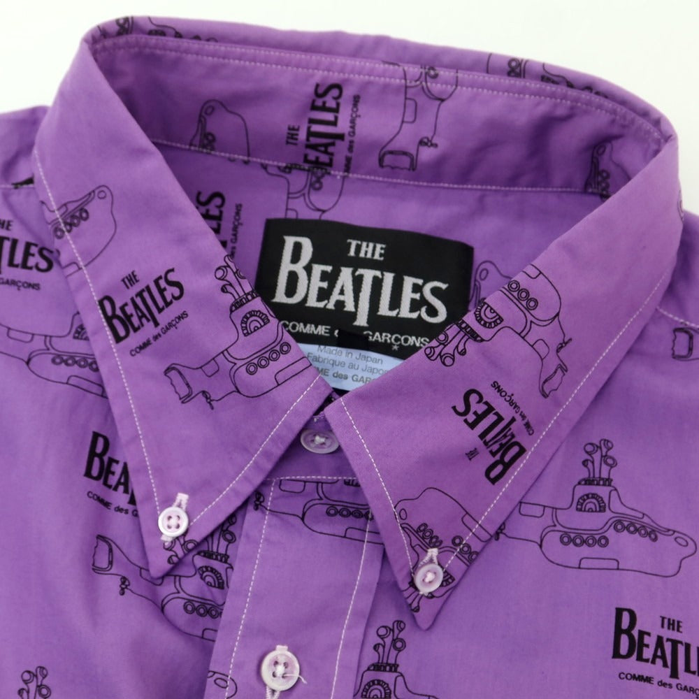 【中古】コムデギャルソン COMME des GARCONS THE BEATLES コットン ボタンダウン カジュアルシャツ パープルxブラック【 XXL 】【 状態ランクB 】【 メンズ 】