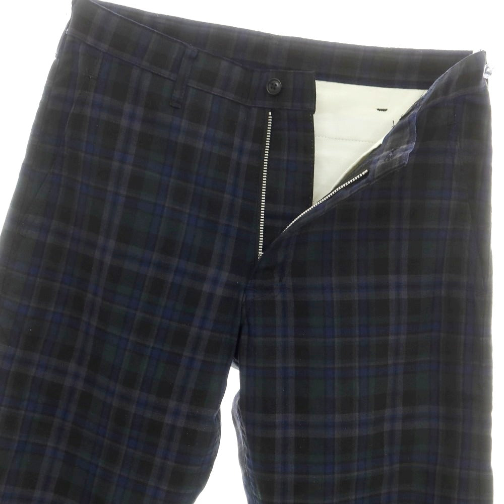 【中古】コムデギャルソン オムドゥ COMME des GARCONS HOMME DEUX 2015年春夏 ウール チェック カジュアルスラックスパンツ ダークグレイッシュグリーンxブルー系【 XS 】【 状態ランクB 】【 メンズ 】
