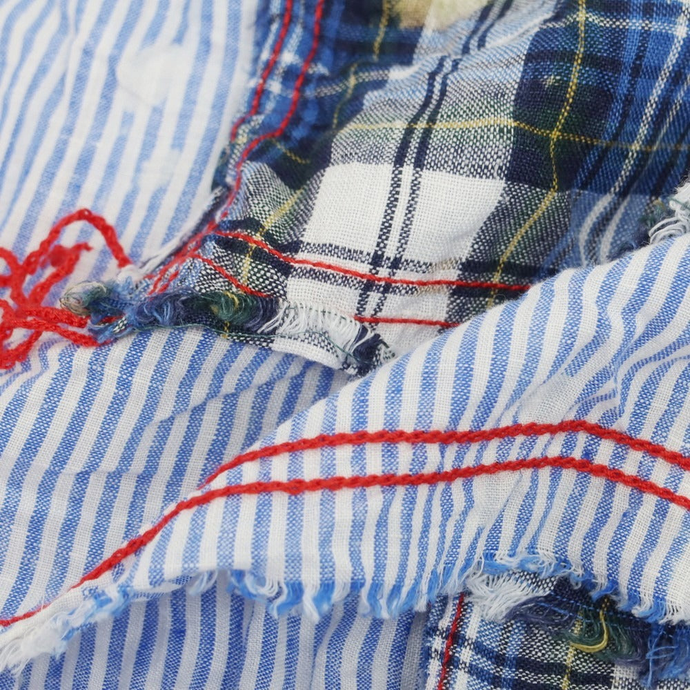 【中古】コムデギャルソンオム COMME des GARCONS HOMME 2013年春夏 リネン チェック ストール ブルーxホワイト【 状態ランクB 】【 メンズ 】
