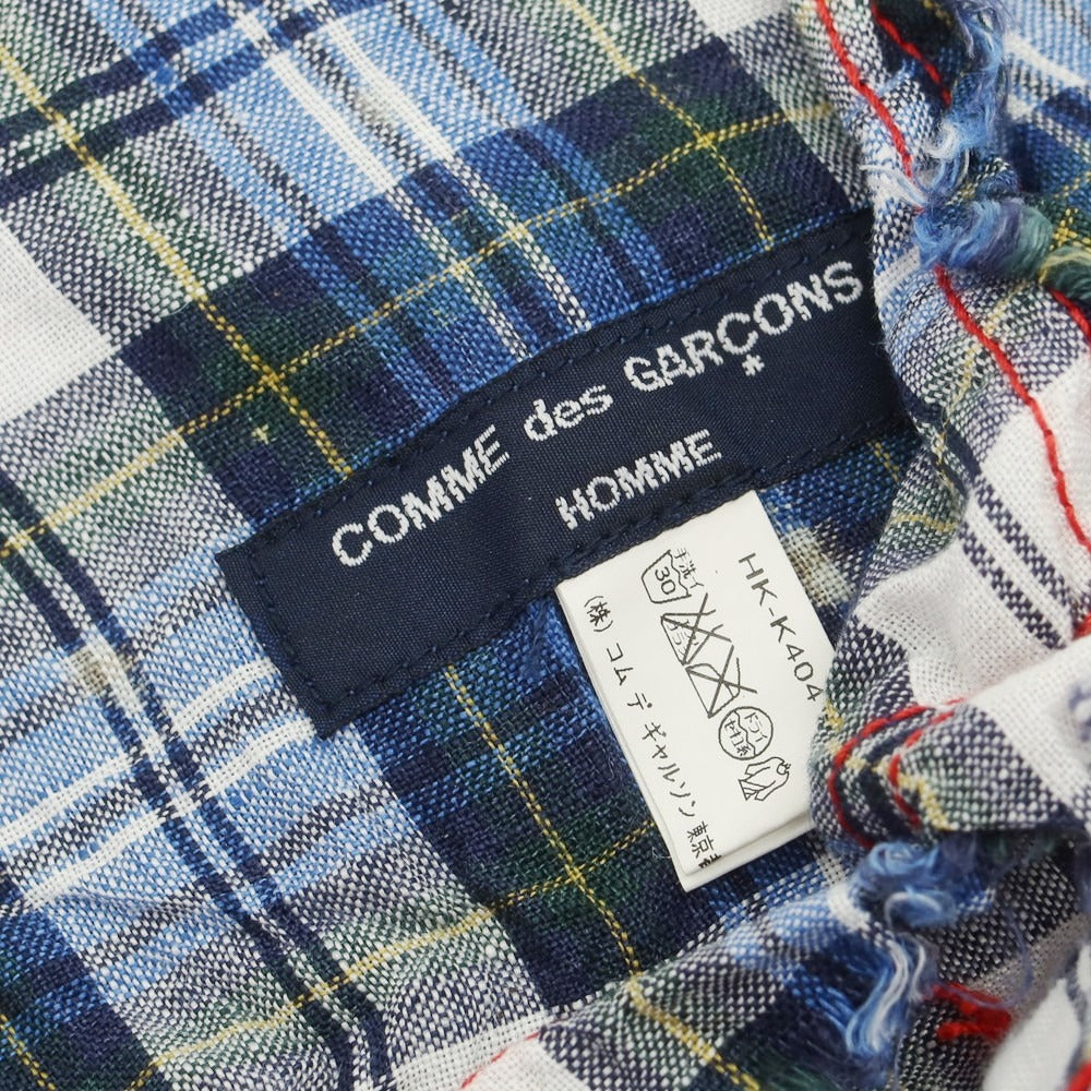 【中古】コムデギャルソンオム COMME des GARCONS HOMME 2013年春夏 リネン チェック ストール ブルーxホワイト【 状態ランクB 】【 メンズ 】