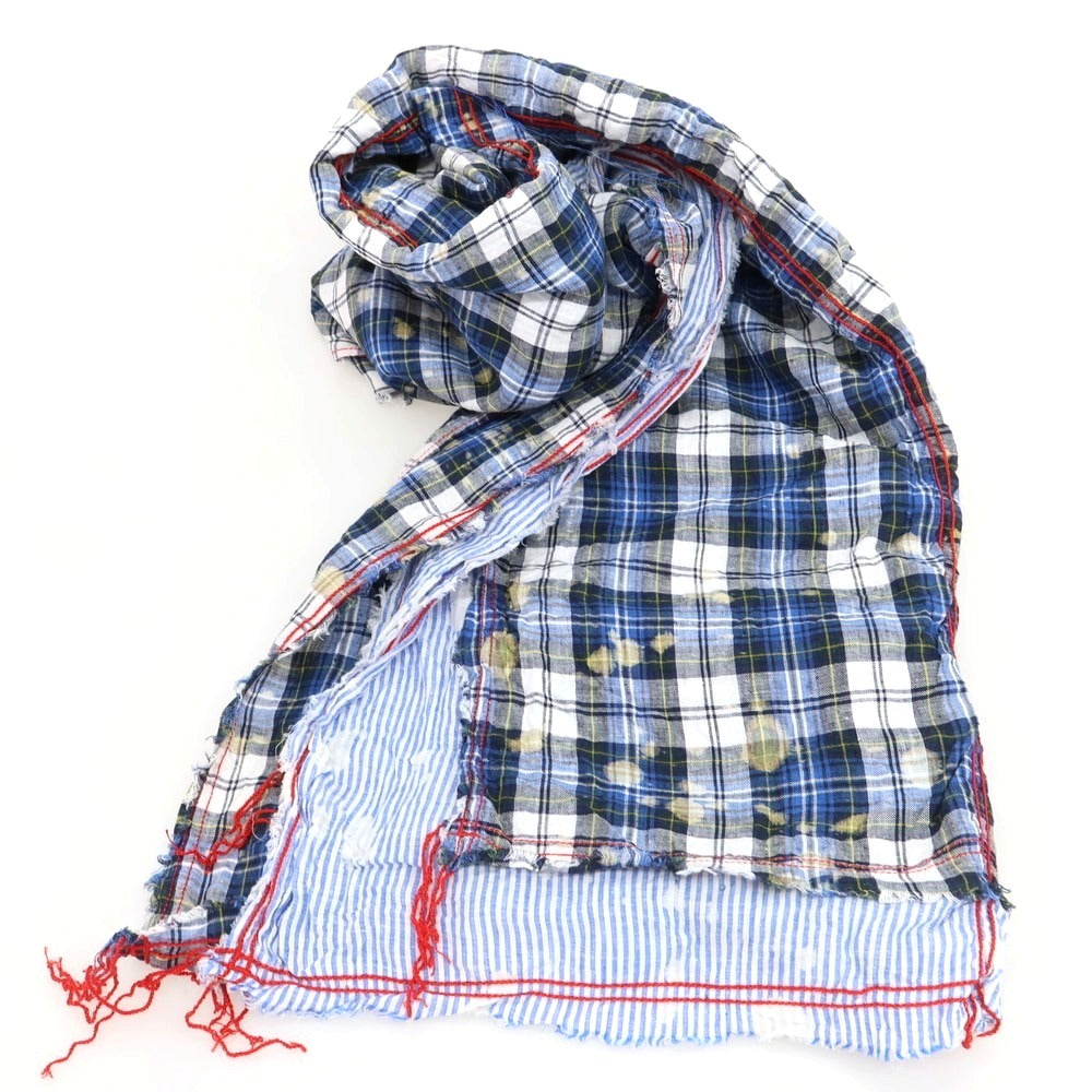 【中古】コムデギャルソンオム COMME des GARCONS HOMME 2013年春夏 リネン チェック ストール ブルーxホワイト【 状態ランクB 】【 メンズ 】