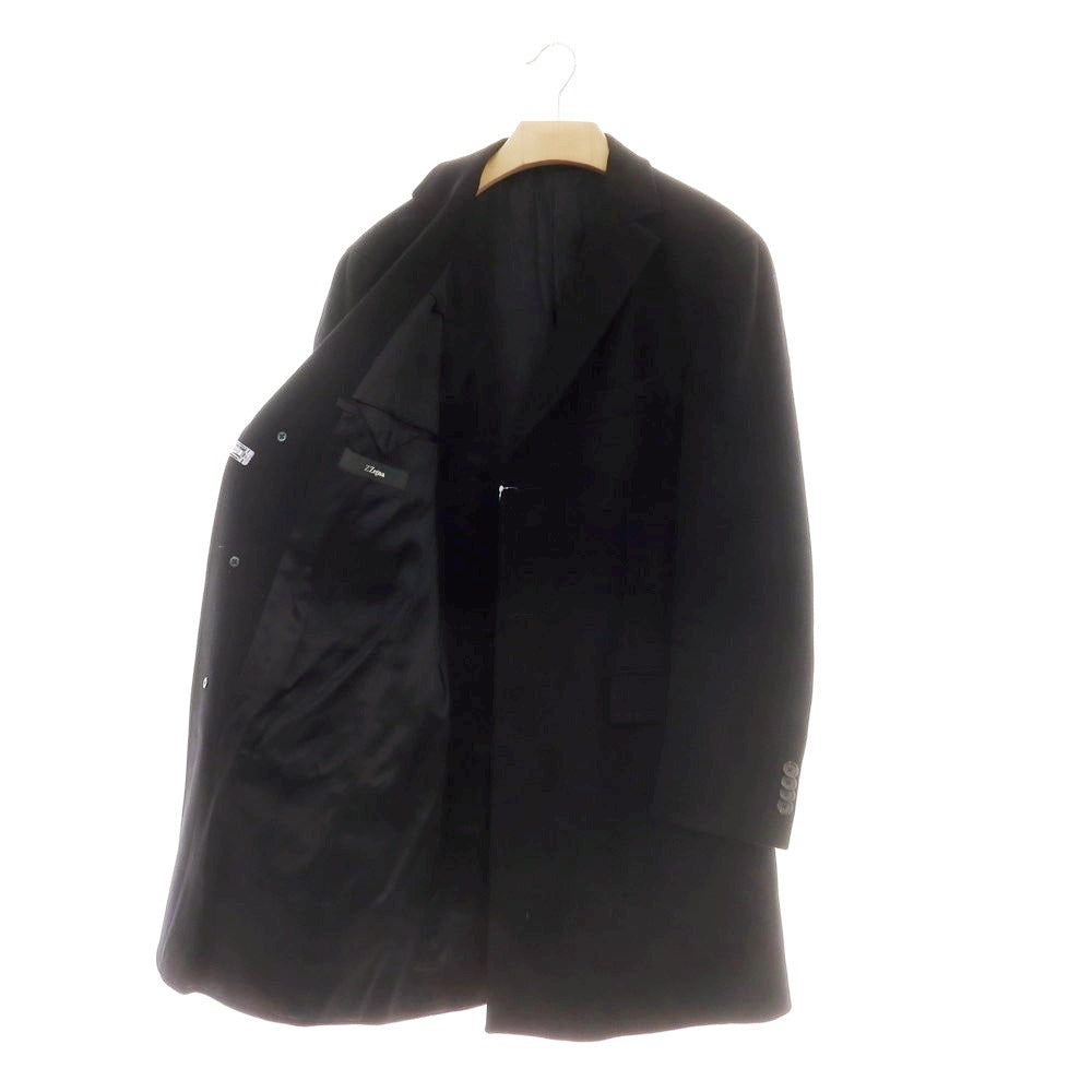 【中古】ジーゼニア Z Zegna ウール チェスターフィールドコート ブラック【 48 】【 状態ランクC 】【 メンズ 】