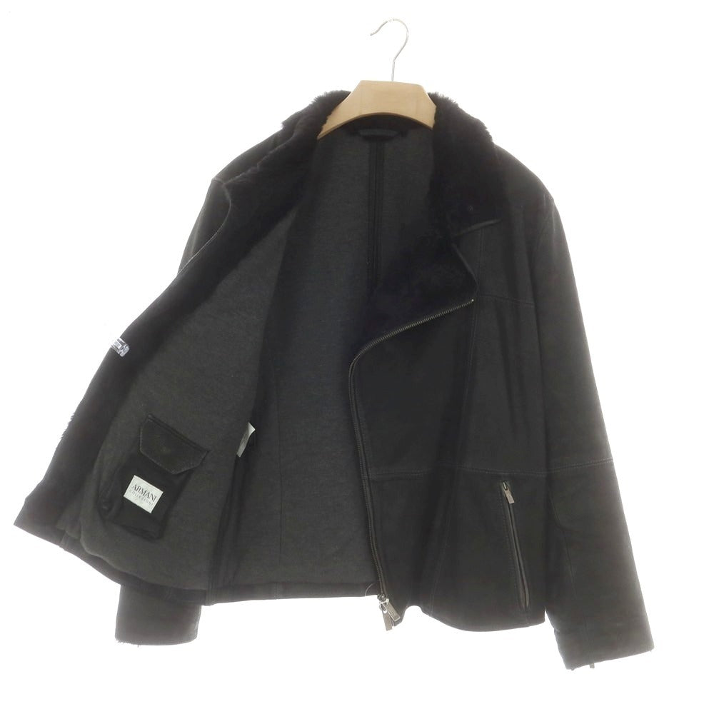 【中古】アルマーニ コレッツォーニ ARMANI COLLEZIONI ゴートレザー ライダースジャケット ブラック【 表記なし(M位) 】【 状態ランクB 】【 メンズ 】