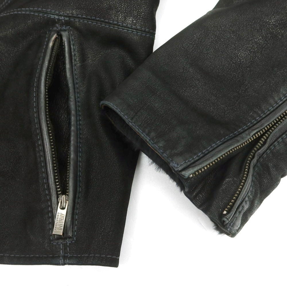【中古】アルマーニ コレッツォーニ ARMANI COLLEZIONI ゴートレザー ライダースジャケット ブラック【 表記なし(M位) 】【 状態ランクB 】【 メンズ 】