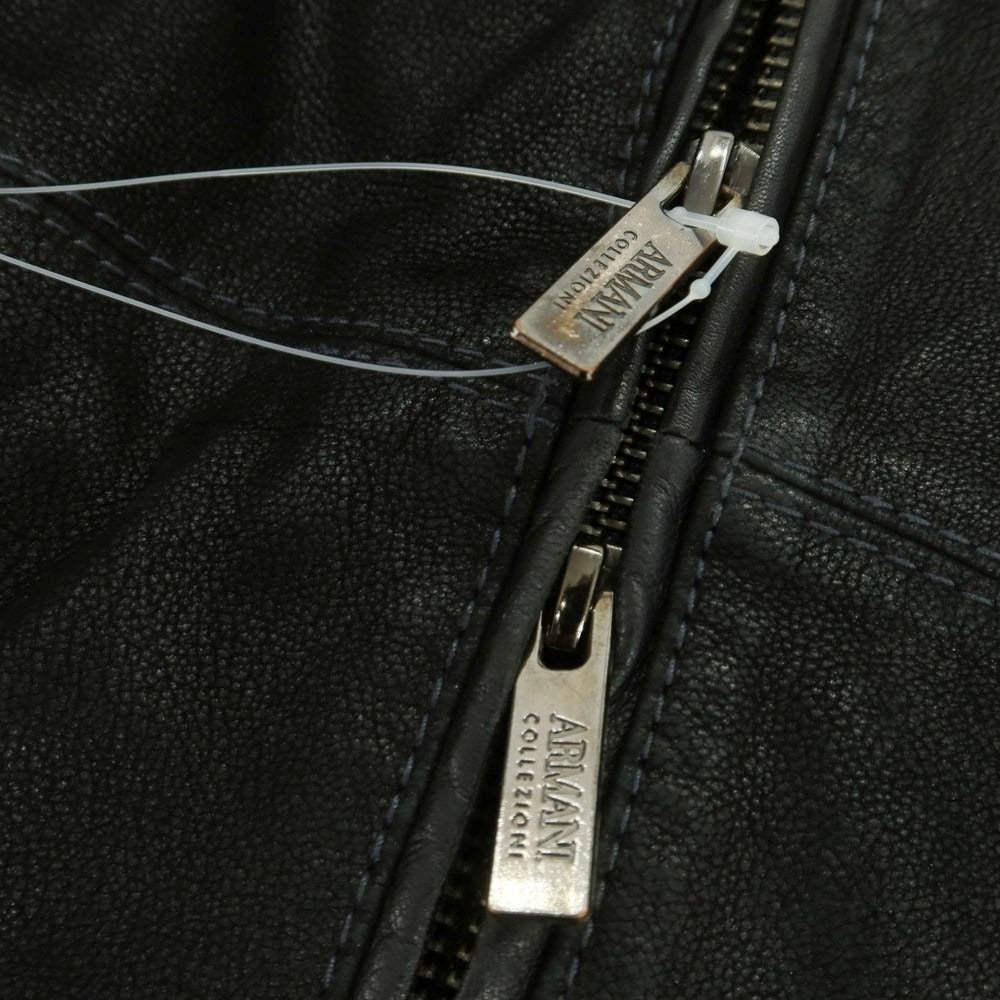 【中古】アルマーニ コレッツォーニ ARMANI COLLEZIONI ゴートレザー ライダースジャケット ブラック【 表記なし(M位) 】【 状態ランクB 】【 メンズ 】