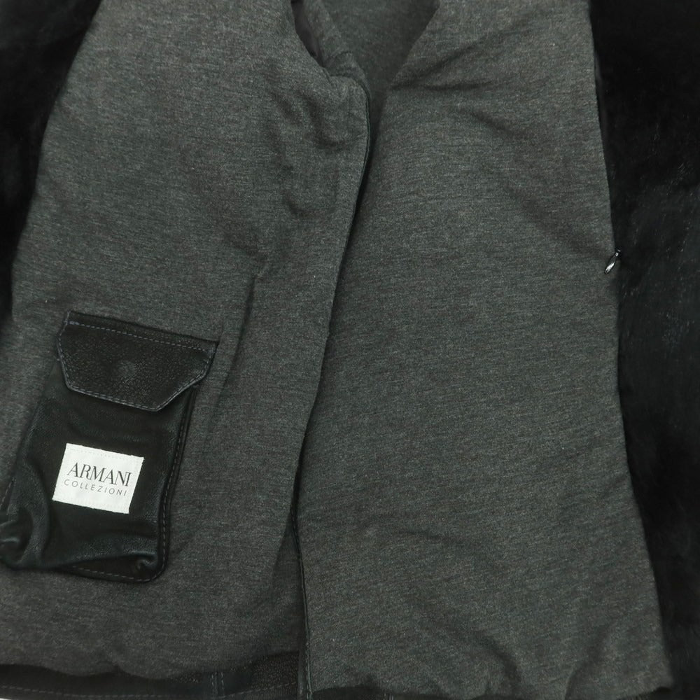 【中古】アルマーニ コレッツォーニ ARMANI COLLEZIONI ゴートレザー ライダースジャケット ブラック【 表記なし(M位) 】【 状態ランクB 】【 メンズ 】