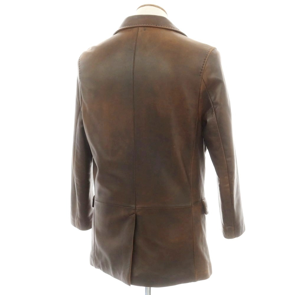 【中古】エルメネジルドゼニア Ermenegildo Zegna レザー カジュアルジャケット ブラウン【 S/48 】【 状態ランクC 】【 メンズ 】