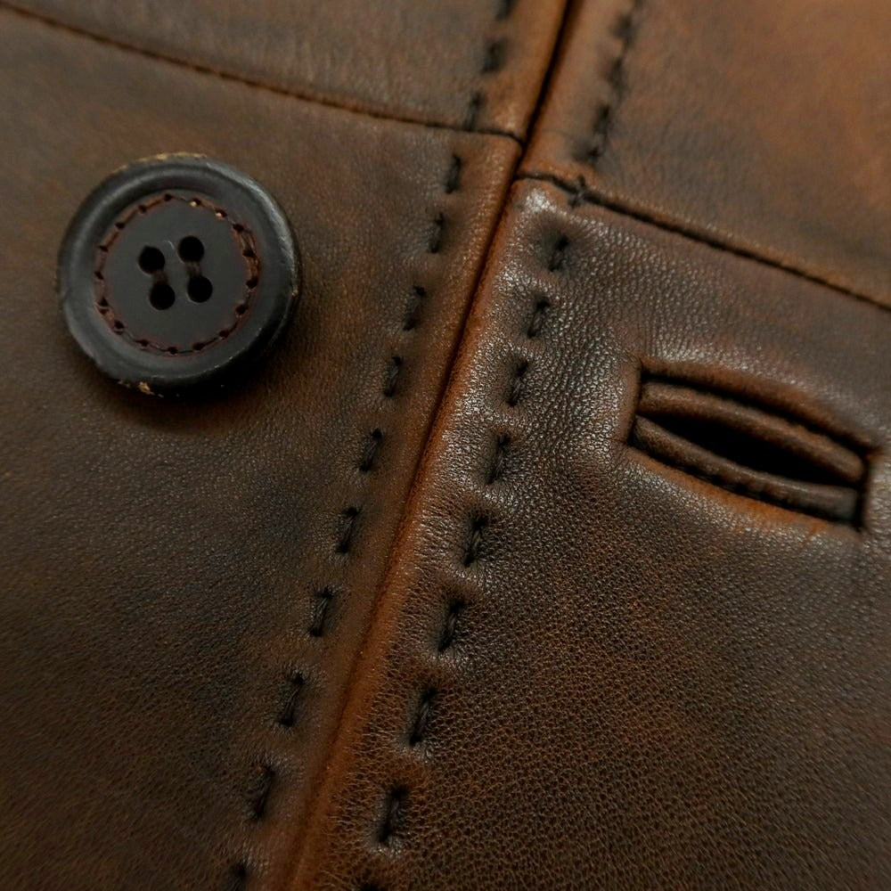 【中古】エルメネジルドゼニア Ermenegildo Zegna レザー カジュアルジャケット ブラウン【 S/48 】【 状態ランクC 】【 メンズ 】