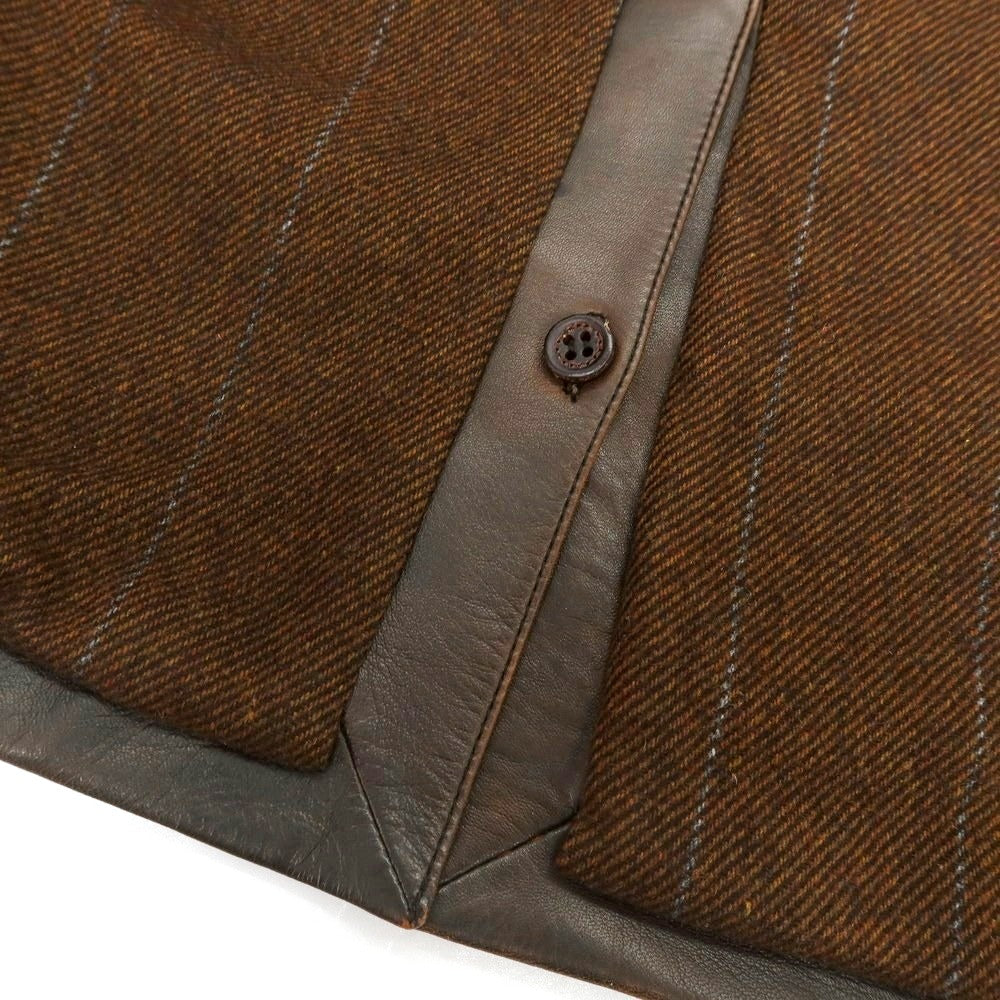 【中古】エルメネジルドゼニア Ermenegildo Zegna レザー カジュアルジャケット ブラウン【 S/48 】【 状態ランクC 】【 メンズ 】