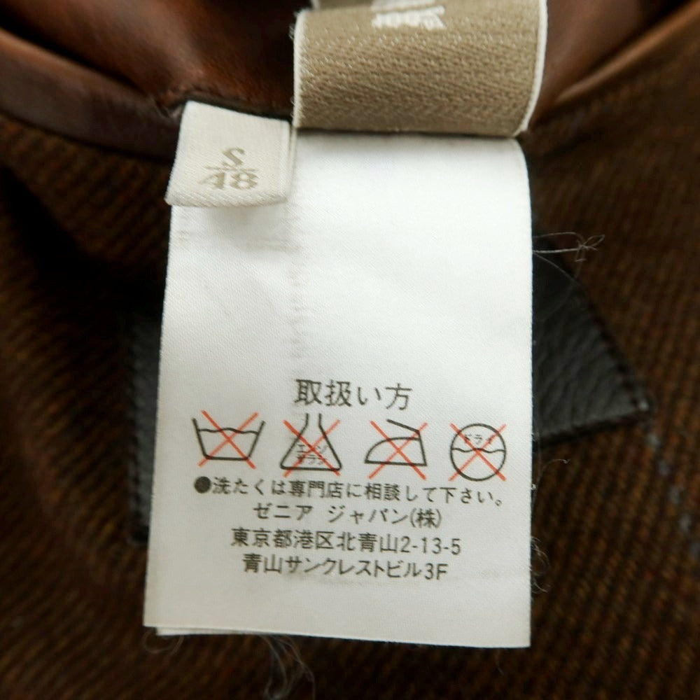 【中古】エルメネジルドゼニア Ermenegildo Zegna レザー カジュアルジャケット ブラウン【 S/48 】【 状態ランクC 】【 メンズ 】