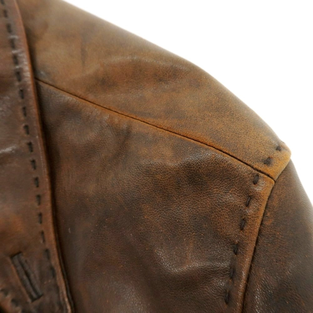 【中古】エルメネジルドゼニア Ermenegildo Zegna レザー カジュアルジャケット ブラウン【 S/48 】【 状態ランクC 】【 メンズ 】