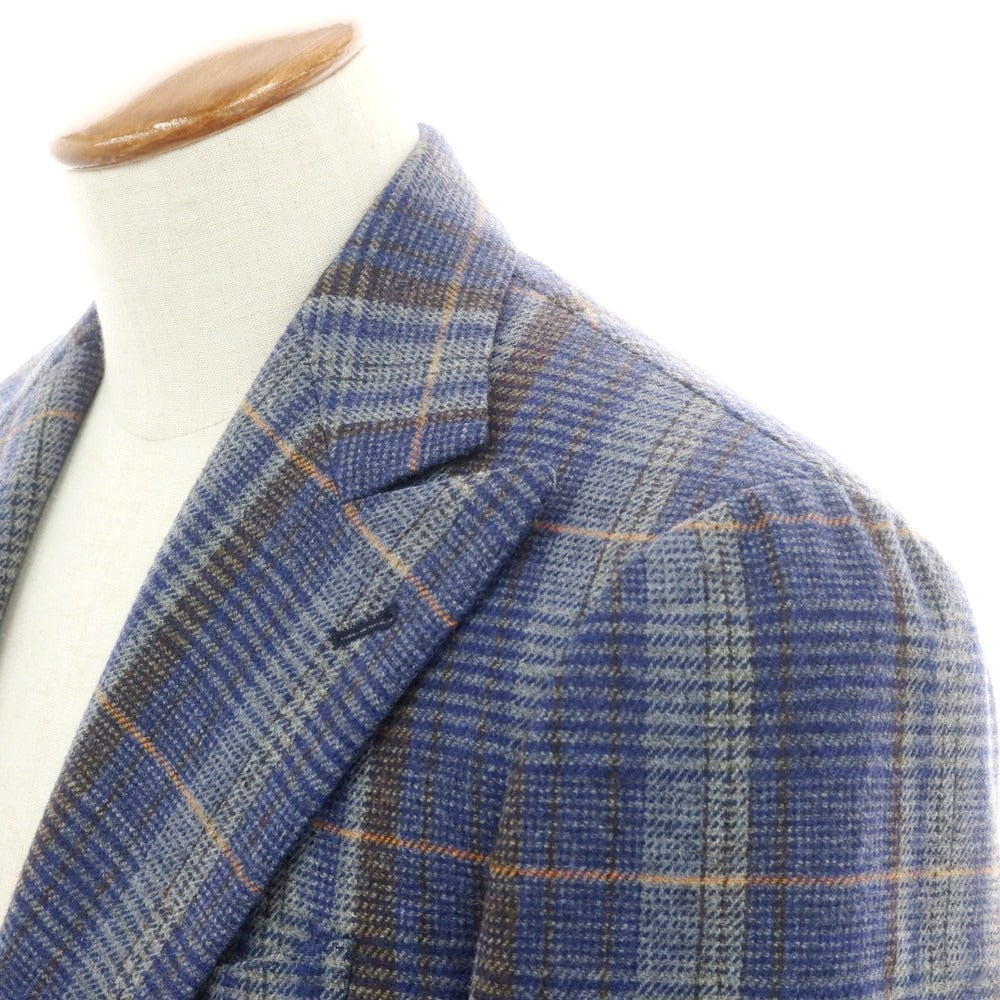 【中古】ガブリエレ パジーニ Gabriele Pasini ウール チェック テーラードジャケット ダークブルーxグレー【 46 】【 状態ランクB 】【 メンズ 】
