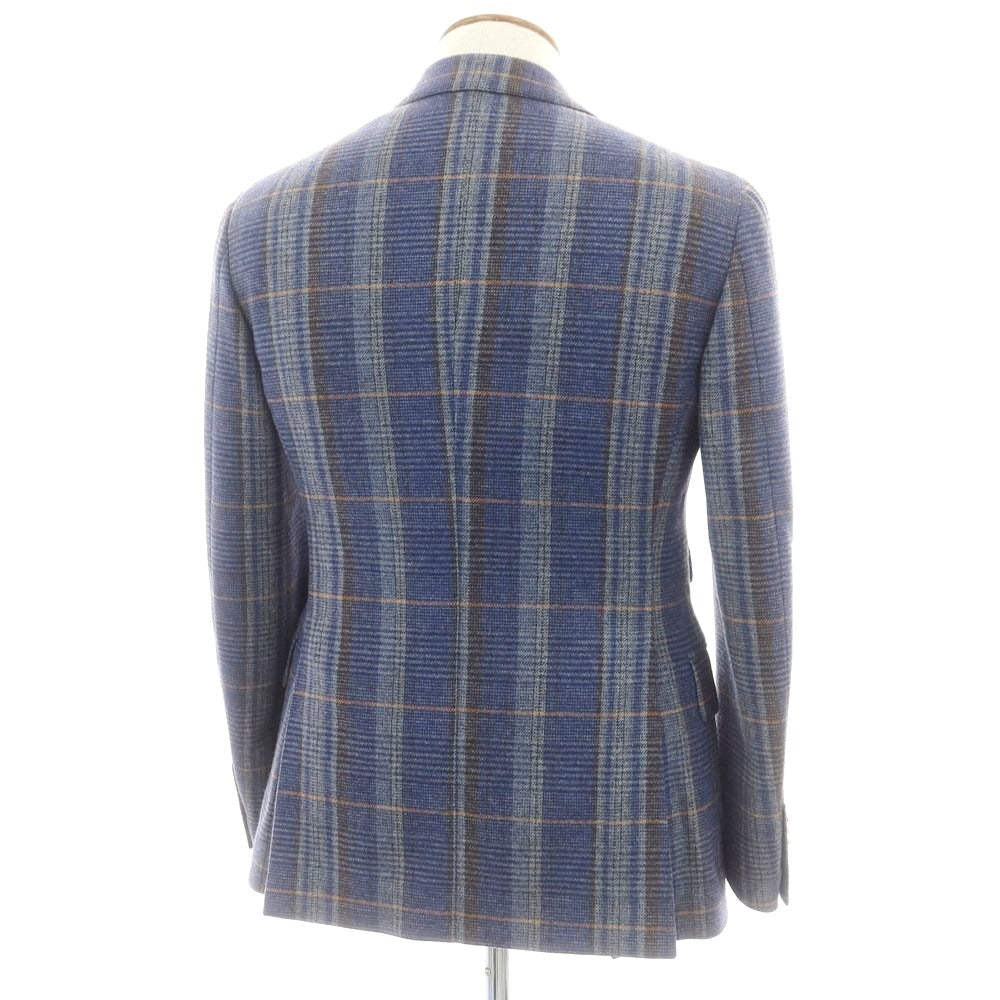 【中古】ガブリエレ パジーニ Gabriele Pasini ウール チェック テーラードジャケット ダークブルーxグレー【 46 】【 状態ランクB 】【 メンズ 】