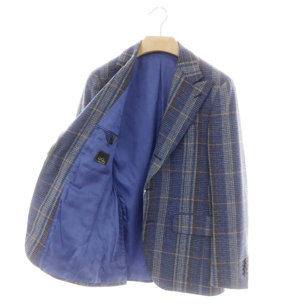 【中古】ガブリエレ パジーニ Gabriele Pasini ウール チェック テーラードジャケット ダークブルーxグレー【 46 】【 状態ランクB 】【 メンズ 】