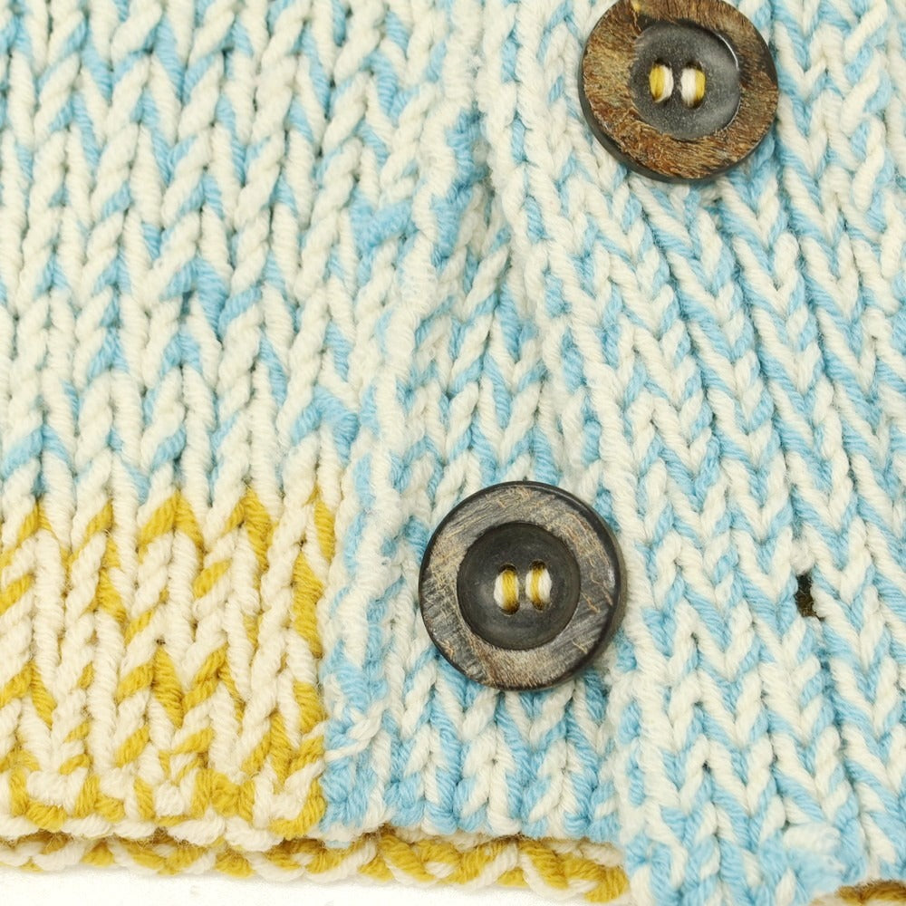 【中古】ファブリツィオ デル カルロ FABRIZIO DEL CARLO ローゲージ ウールナイロン 襟付き カーディガン ライトブルーxホワイト【 M 】【 状態ランクB 】【 メンズ 】