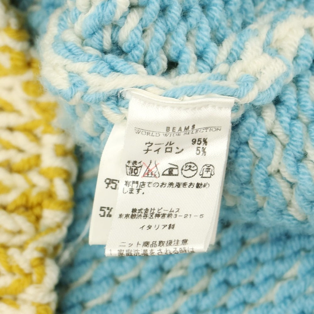 【中古】ファブリツィオ デル カルロ FABRIZIO DEL CARLO ローゲージ ウールナイロン 襟付き カーディガン ライトブルーxホワイト【 M 】【 状態ランクB 】【 メンズ 】