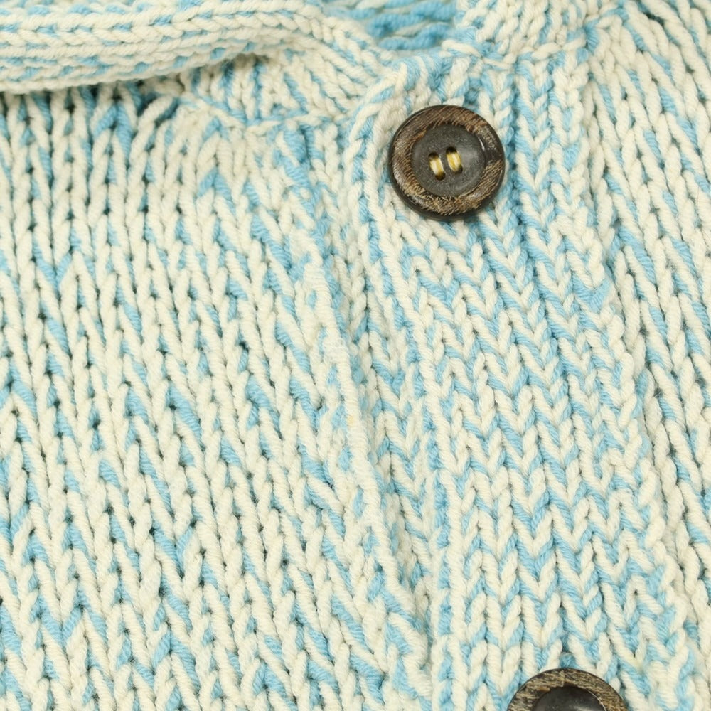 【中古】ファブリツィオ デル カルロ FABRIZIO DEL CARLO ローゲージ ウールナイロン 襟付き カーディガン ライトブルーxホワイト【 M 】【 状態ランクB 】【 メンズ 】