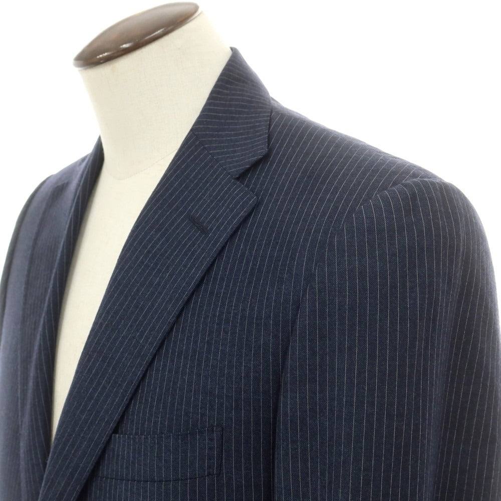 【中古】コルネリアーニ CORNELIANI ウールカシミヤ ストライプ 2つボタンスーツ ネイビーxホワイト【 50 】【 状態ランクC 】【 メンズ 】