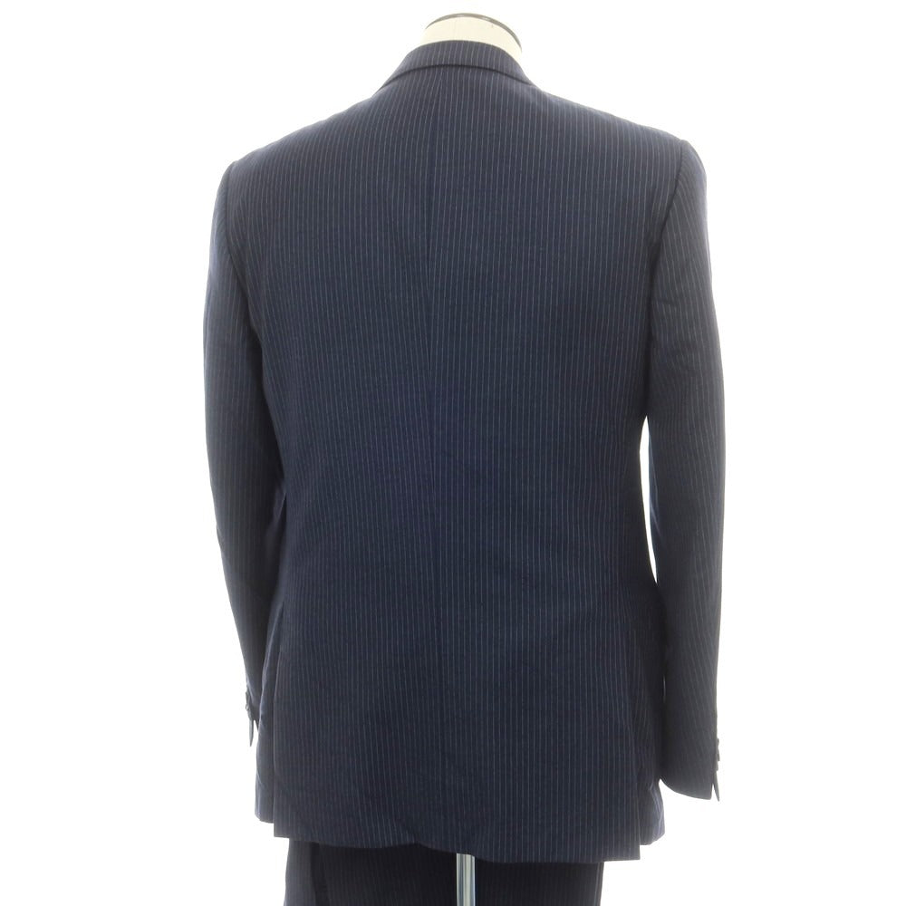 【中古】コルネリアーニ CORNELIANI ウールカシミヤ ストライプ 2つボタンスーツ ネイビーxホワイト【 50 】【 状態ランクC 】【 メンズ 】