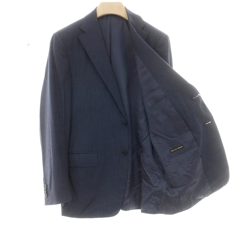 【中古】コルネリアーニ CORNELIANI ウールカシミヤ ストライプ 2つボタンスーツ ネイビーxホワイト【 50 】【 状態ランクC 】【 メンズ 】