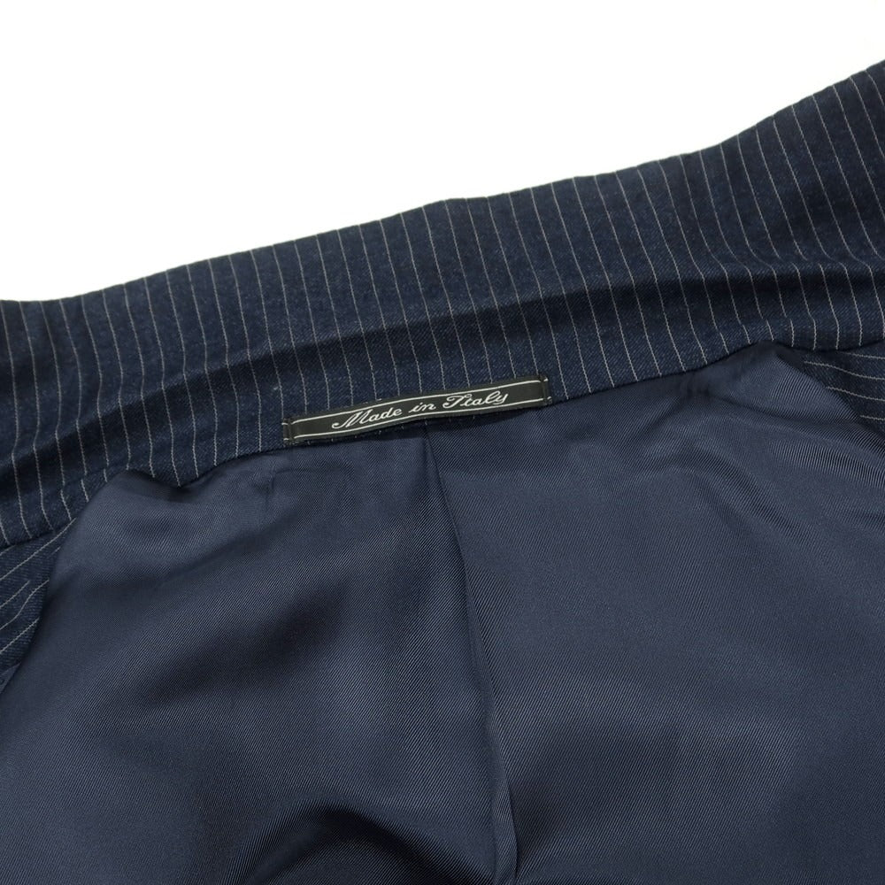 【中古】コルネリアーニ CORNELIANI ウールカシミヤ ストライプ 2つボタンスーツ ネイビーxホワイト【 50 】【 状態ランクC 】【 メンズ 】