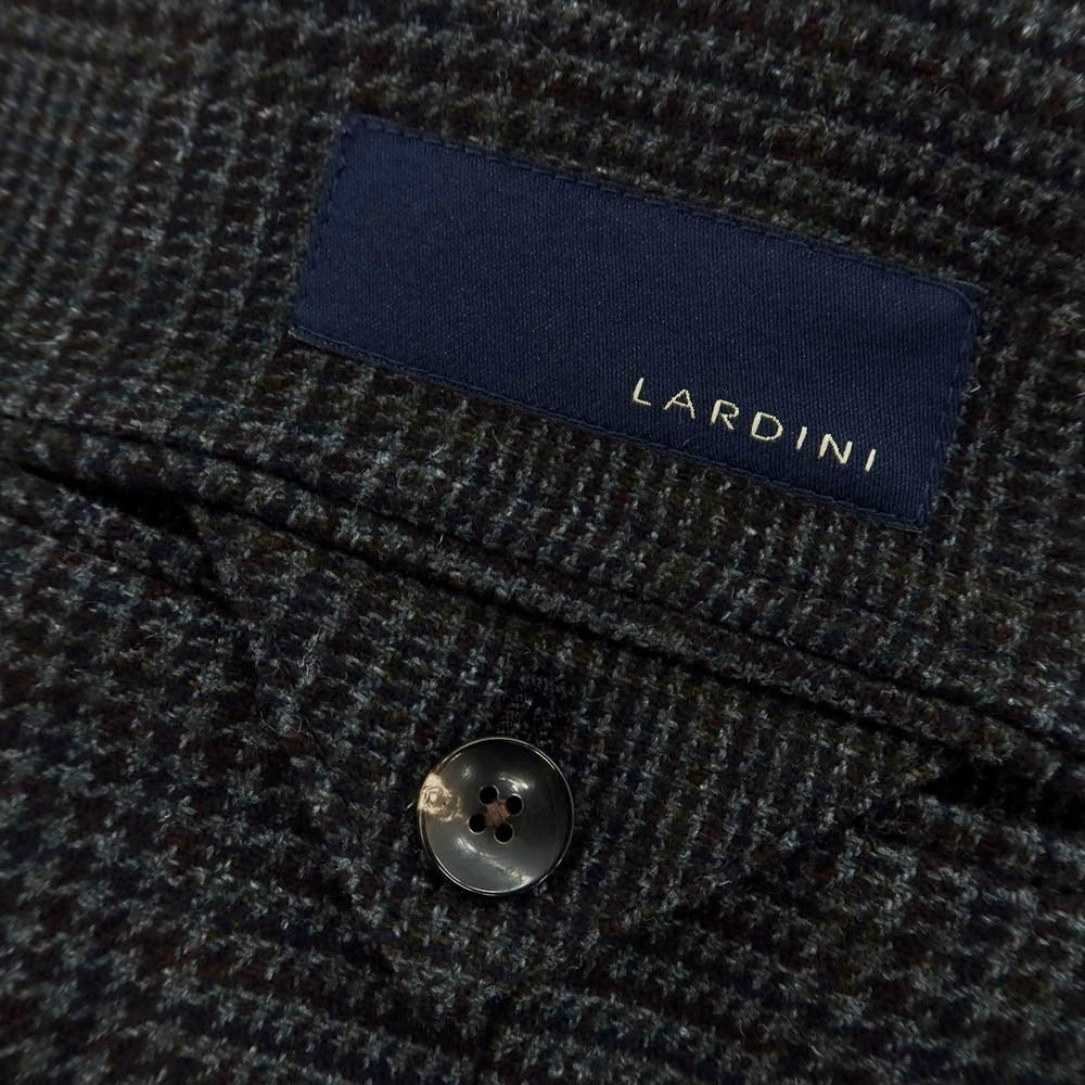 【中古】ラルディーニ LARDINI ウールポリエステル チェック テーラードジャケット ダークグレーxボルドー系【 44 】【 状態ランクB 】【 メンズ 】