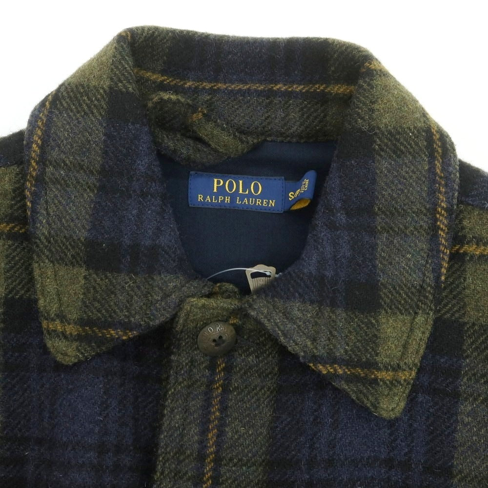 【中古】ポロ ラルフローレン Polo Ralph Lauren ウール チェック フィールドジャケット グリーンxネイビー【 S 】【 状態ランクB 】【 メンズ 】