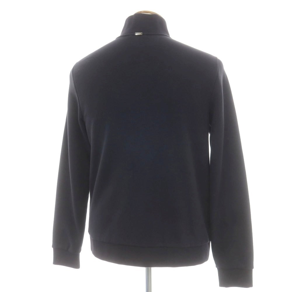【中古】ヘルノ Herno ゴートレザースエード スウェット切替 ジップアップブルゾン ネイビー【 48 】【 状態ランクB 】【 メンズ 】