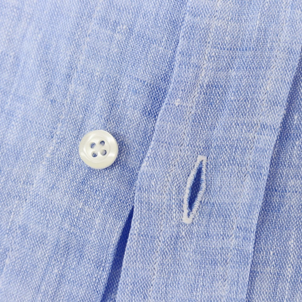 【中古】インディビジュアライズドシャツ INDIVIDUALIZED SHIRTS リネン バンドカラーシャツ ライトブルー【 15 1/2 】【 状態ランクB 】【 メンズ 】