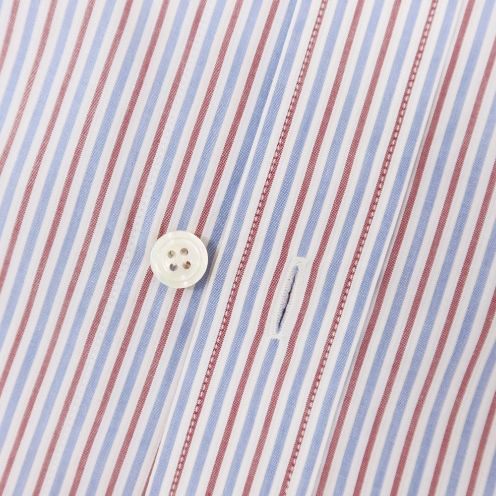 【中古】シャルベ CHARVET コットン ストライプ ドレスシャツ ブルーxホワイト×レッド【 37 】【 状態ランクC 】【 メンズ 】