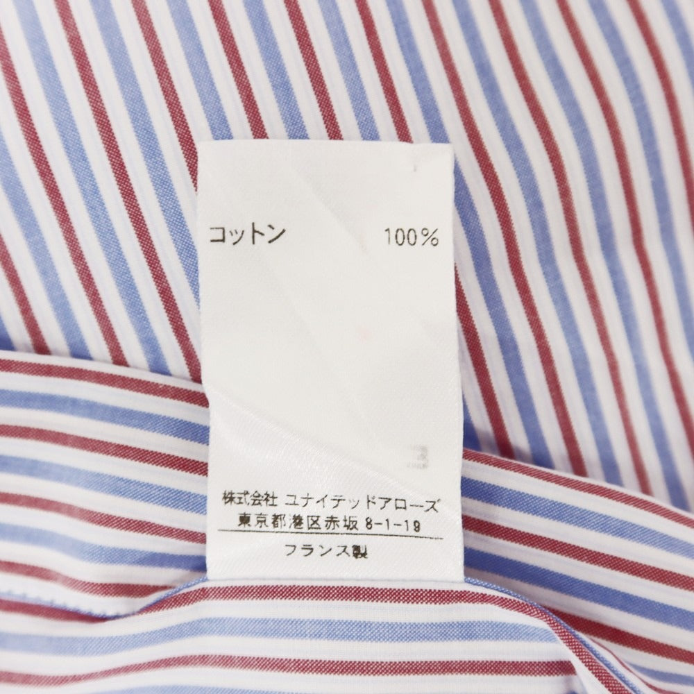 【中古】シャルベ CHARVET コットン ストライプ ドレスシャツ ブルーxホワイト×レッド【 37 】【 状態ランクC 】【 メンズ 】