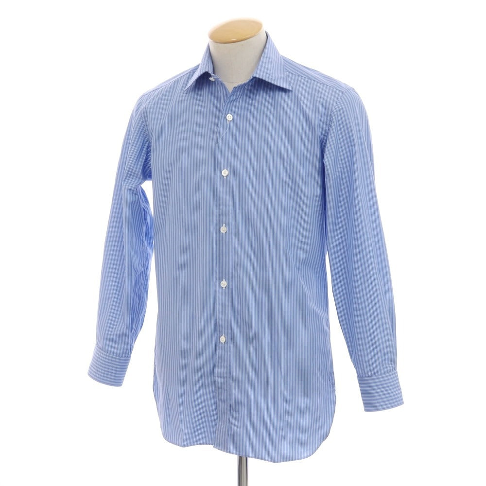 【中古】シャルベ CHARVET コットン ストライプ ドレスシャツ ブルーxホワイト【 37 】【 状態ランクB 】【 メンズ 】