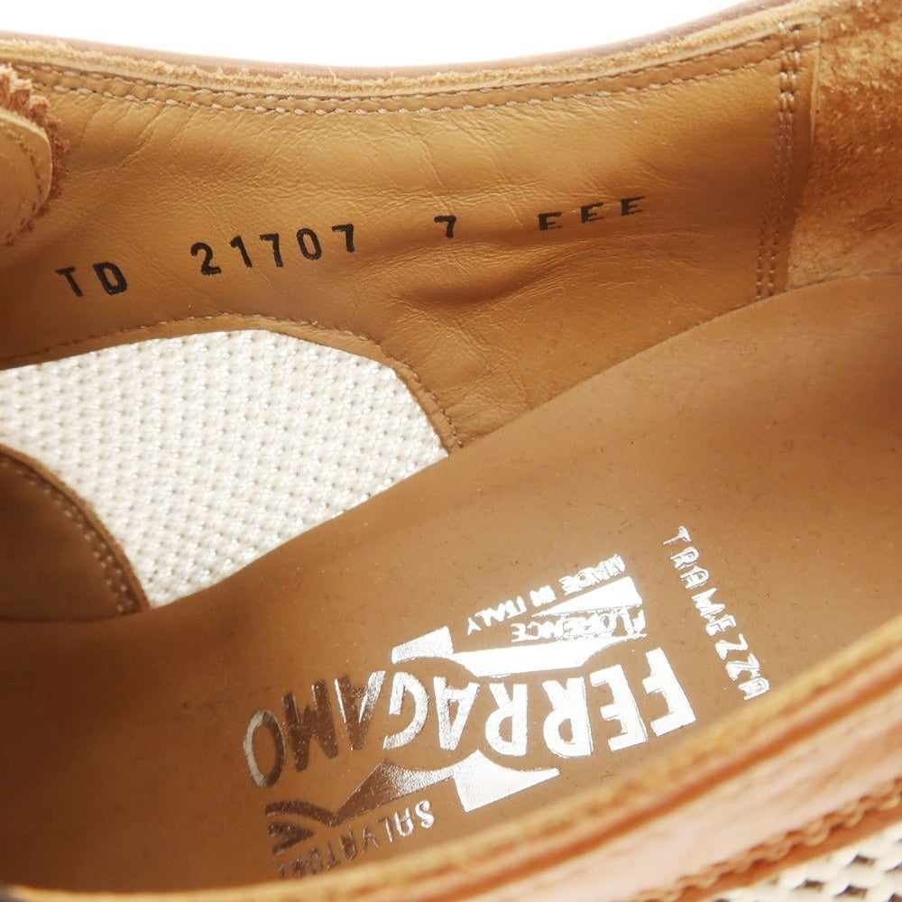 【中古】サルヴァトーレフェラガモ Salvatore Ferragamo メッシュ&レザー ドレスシューズ ブラウンxホワイト【 7 】【 状態ランクA 】【 メンズ 】