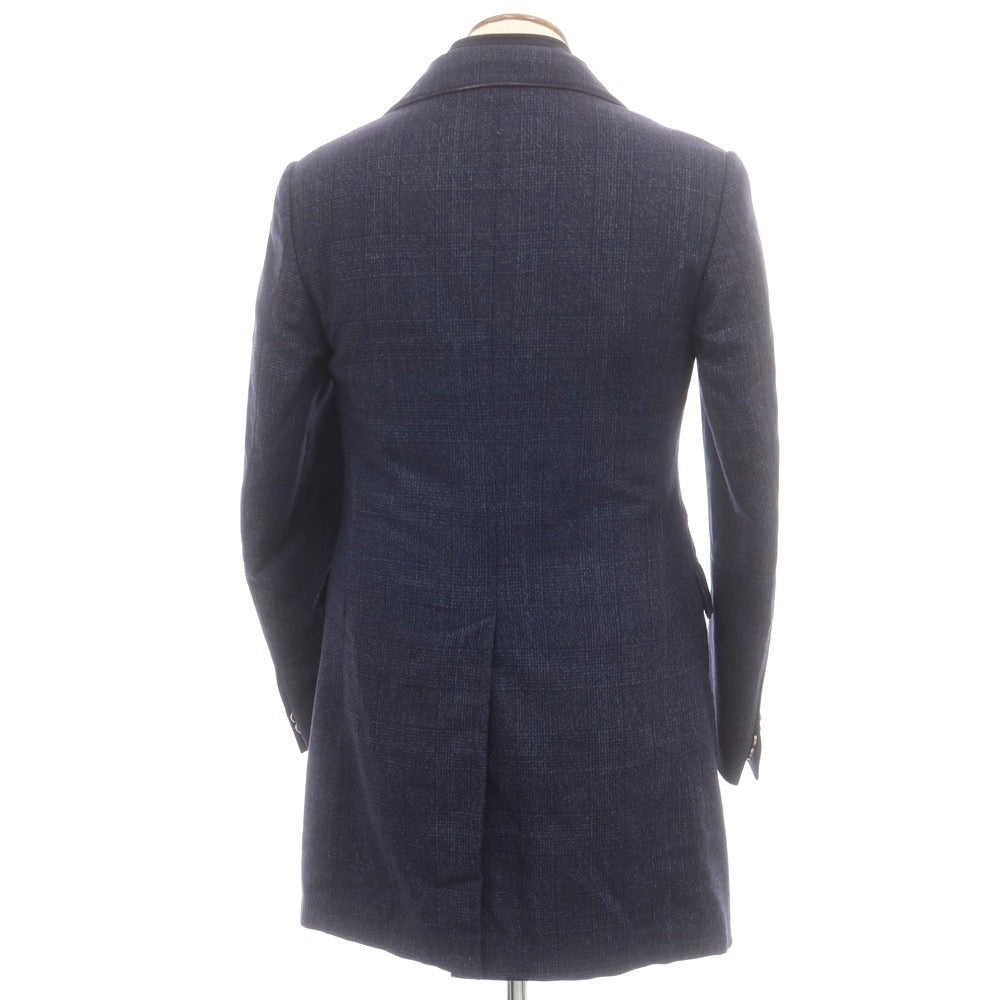 【中古】コルネリアーニ CORNELIANI ウール グレンチェック 中綿入り チェスターフィールドコート ネイビー【 46 】【 状態ランクB 】【 メンズ 】