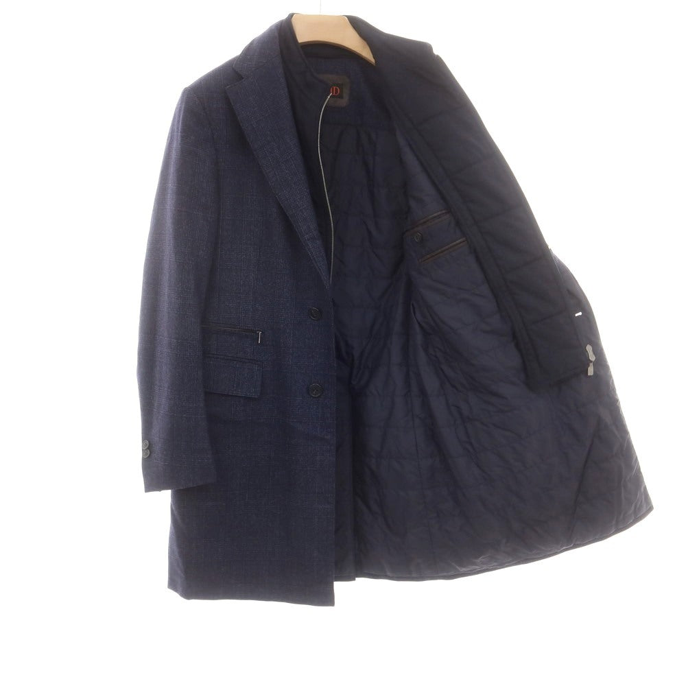 【中古】コルネリアーニ CORNELIANI ウール グレンチェック 中綿入り チェスターフィールドコート ネイビー【 46 】【 状態ランクB 】【 メンズ 】